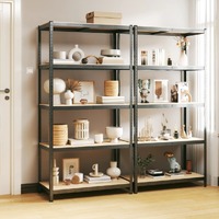  5-Layer Heavy-duty Shelves 2 pcs Grey Steel&amp;Engineered Wood