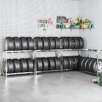  2-Layer Tire Racks 4 pcs Silver 110x40x110 cm Steel