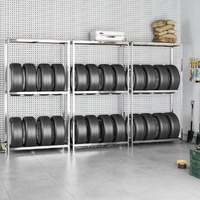  2-Layer Tire Racks 3 pcs Silver 110x40x180 cm Steel