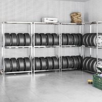  2-Layer Tire Racks 4 pcs Silver 110x40x180 cm Steel