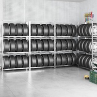  3-Layer Tire Racks 4 pcs Silver 110x40x200 cm Steel