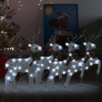  Christmas Reindeers 4 pcs Silver 80 LEDs