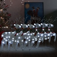  Christmas Reindeers 6 pcs Silver 120 LEDs