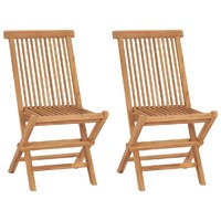  Folding Garden Chairs 2 pcs Solid Wood Teak