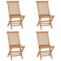  Folding Garden Chairs 4 pcs Solid Wood Teak