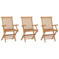  Folding Garden Chairs 3 pcs Solid Wood Teak