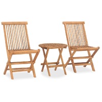  3 Piece Folding Outdoor Dining Set Solid Wood Teak