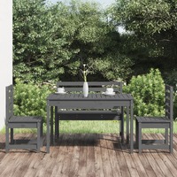  4 Piece Garden Dining Set Grey Solid Wood Pine