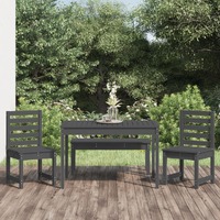  4 Piece Garden Dining Set Grey Solid Wood Pine