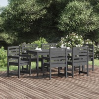  7 Piece Garden Dining Set Grey Solid Wood Pine