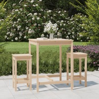  3 Piece Garden Bar Set Solid Wood Pine