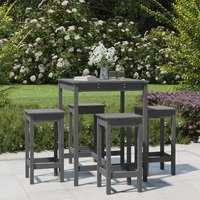  5 Piece Garden Bar Set Grey Solid Wood Pine