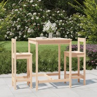  3 Piece Garden Bar Set Solid Wood Pine
