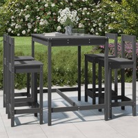  5 Piece Garden Bar Set Grey Solid Wood Pine