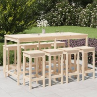  9 Piece Garden Bar Set Solid Wood Pine