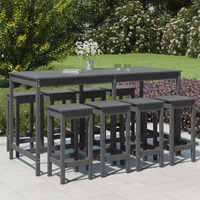  9 Piece Garden Bar Set Grey Solid Wood Pine