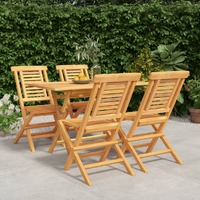  5 Piece Garden Dining Set Solid Wood Teak