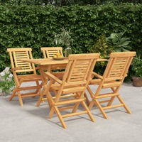  5 Piece Garden Dining Set Solid Wood Teak