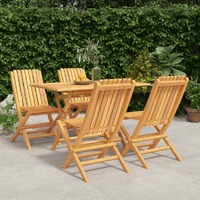  5 Piece Garden Dining Set Solid Wood Teak
