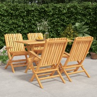  5 Piece Garden Dining Set Solid Wood Teak