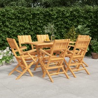  7 Piece Garden Dining Set Solid Wood Teak