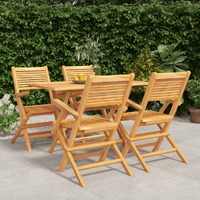  5 Piece Garden Dining Set Solid Wood Teak