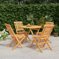  5 Piece Garden Dining Set Solid Wood Teak