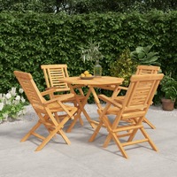  5 Piece Garden Dining Set Solid Wood Teak