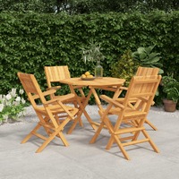  5 Piece Garden Dining Set Solid Wood Teak