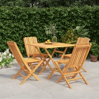  5 Piece Garden Dining Set Solid Wood Teak