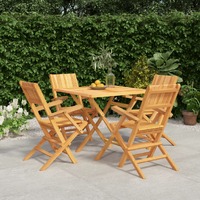  5 Piece Garden Dining Set Solid Wood Teak