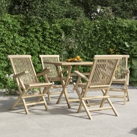  Folding Garden Chairs 4 pcs Grey 56x61x89 cm Solid Wood Teak