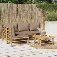  5 Piece Garden Lounge Set with Taupe Cushions  Bamboo