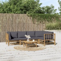  6 Piece Garden Lounge Set with Dark Grey Cushions  Bamboo