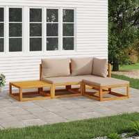  4 Piece Garden Lounge Set with Taupe Cushions Solid Wood