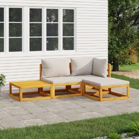  4 Piece Garden Lounge Set with Light Grey Cushions Solid Wood