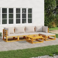  6 Piece Garden Lounge Set with Light Grey Cushions Solid Wood