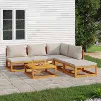  6 Piece Garden Lounge Set with Light Grey Cushions Solid Wood