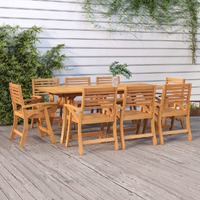  9 Piece Garden Dining Set Solid Wood Acacia