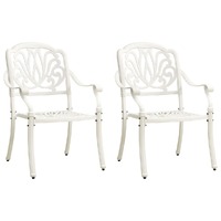  Garden Chairs 2 pcs Cast Aluminium White