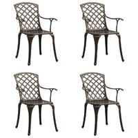  Garden Chairs 4 pcs Cast Aluminium Bronze