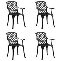  Garden Chairs 4 pcs Cast Aluminium Black