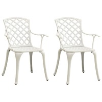 Garden Chairs 2 pcs Cast Aluminium White