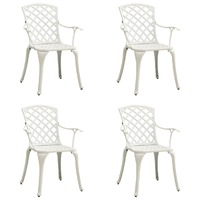  Garden Chairs 4 pcs Cast Aluminium White