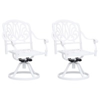  Swivel Garden Chairs 2 pcs Cast Aluminium White
