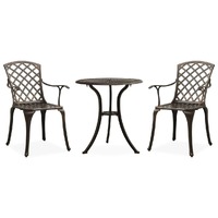  3 Piece Bistro Set Cast Aluminium Bronze