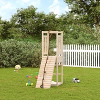  Playhouse with Climbing Wall Solid Wood Pine