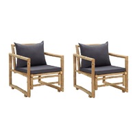  Garden Chairs with Cushions 2 pcs Bamboo
