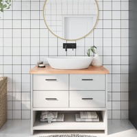  Bathroom Countertop Light Brown 100x40x4 cm Treated Solid Wood