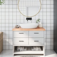  Bathroom Countertop Light Brown 100x40x6 cm Treated Solid Wood